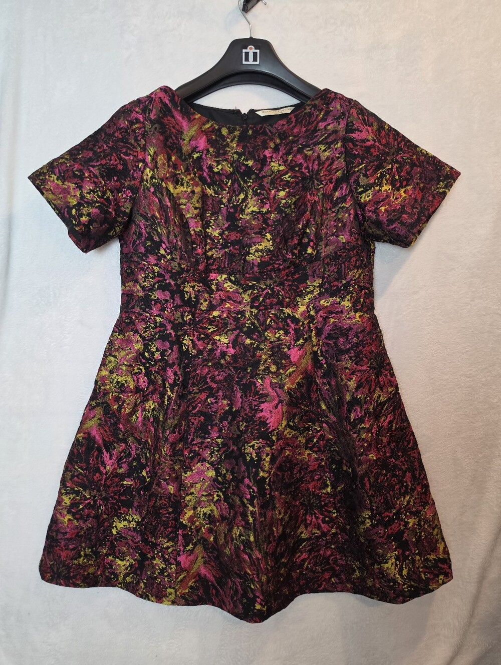 eShakti Wayward Fancies Abstract Floral Jacquard Skater Dress Mini 2X 20W